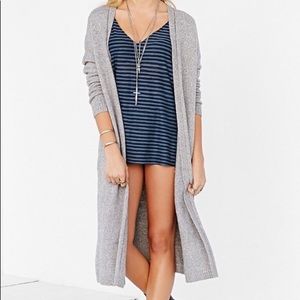 UO Silence +Noise Long Gray Wool Blend Sweater